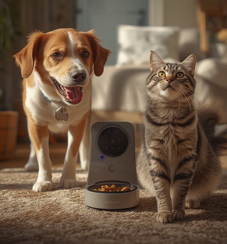 Pet camera treat dispenser