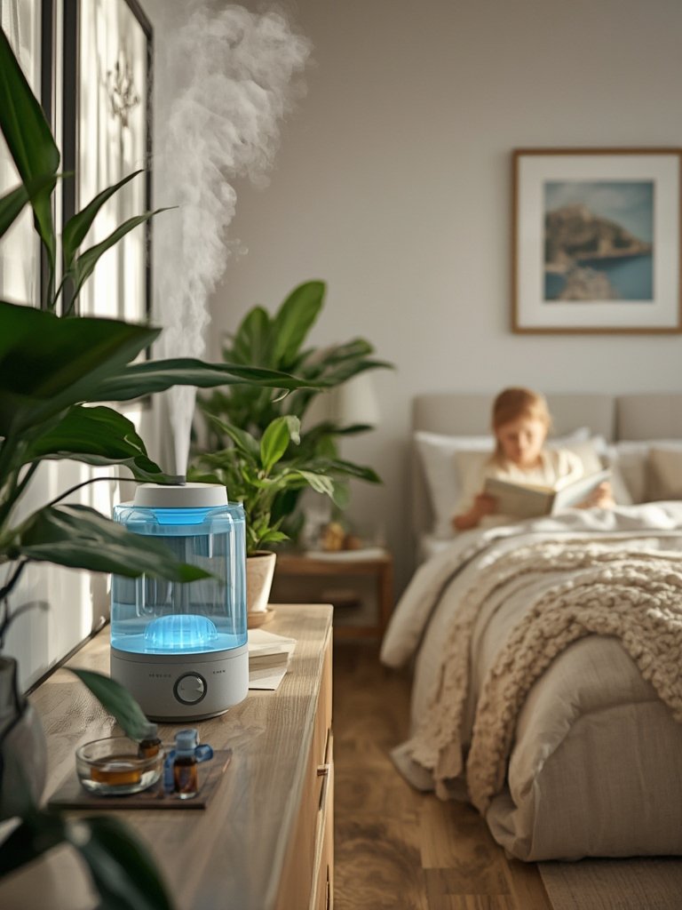 humidifier bedroom in action