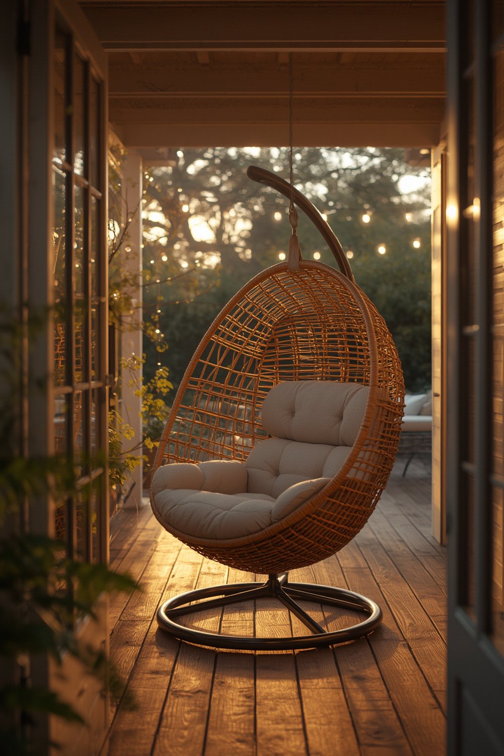 Outdoor wicker egg chair with stand - Illustration 1