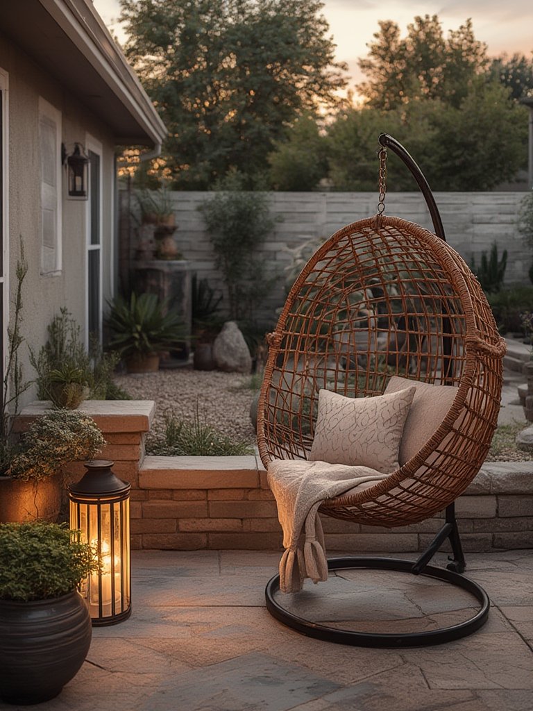 Outdoor wicker egg chair with stand