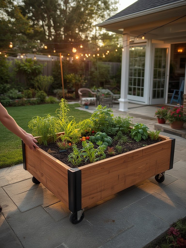 Raised garden bed with wheels