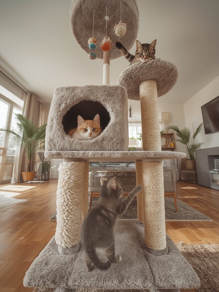 cat tree in action