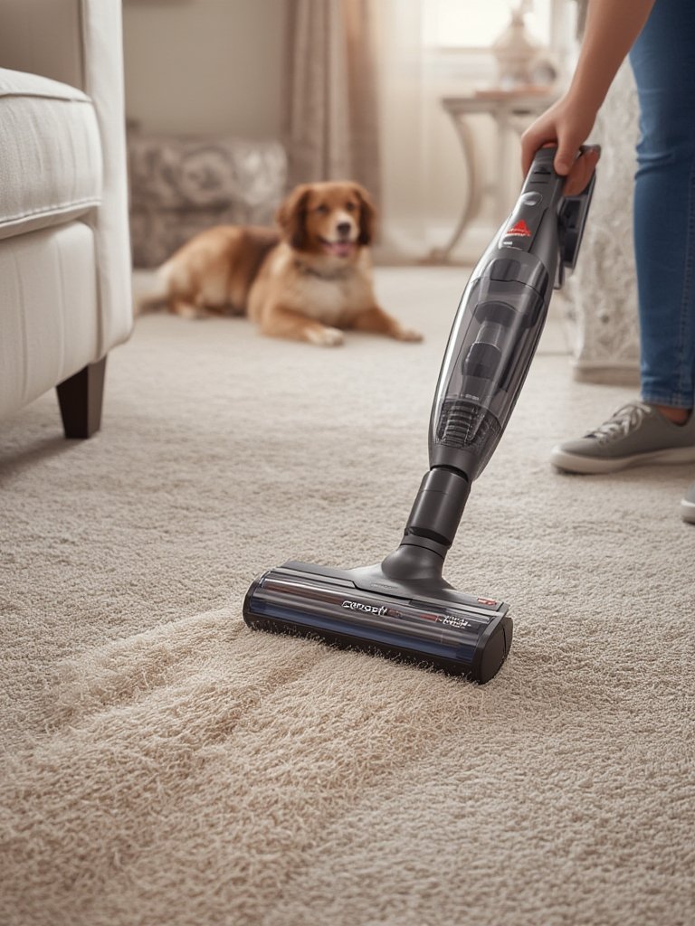pet vacuum in action