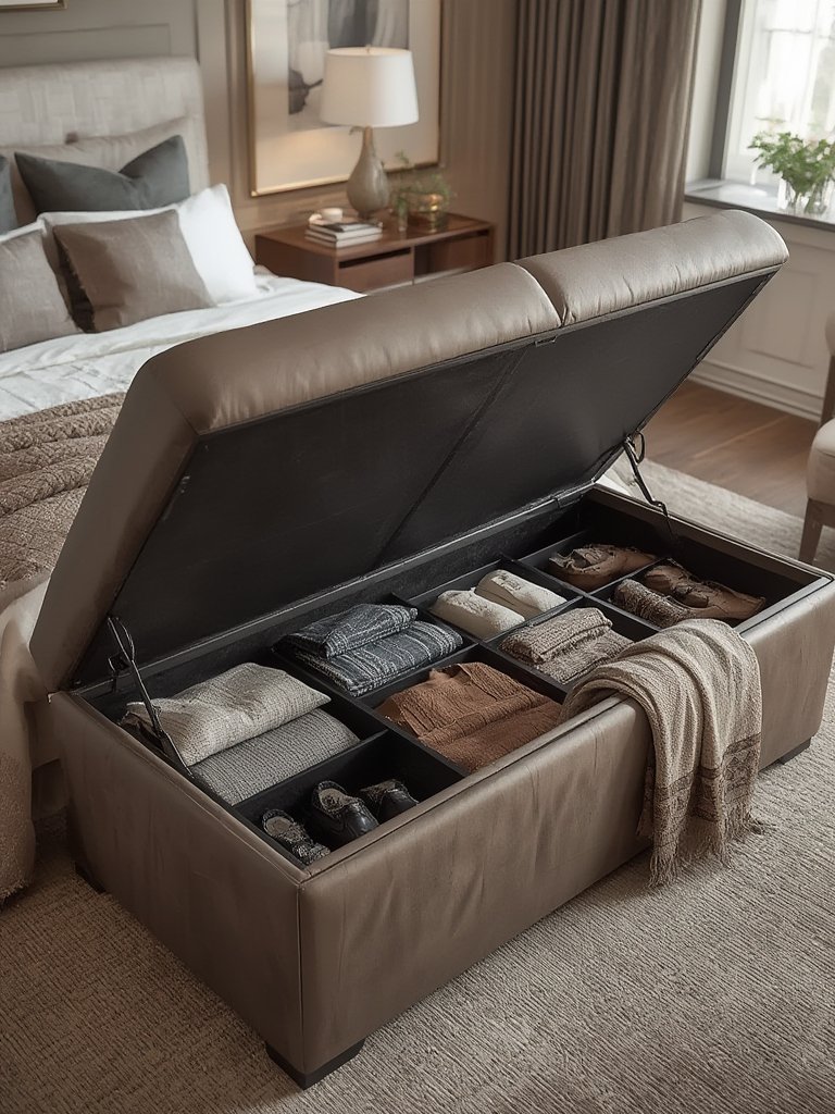 storage ottoman in action