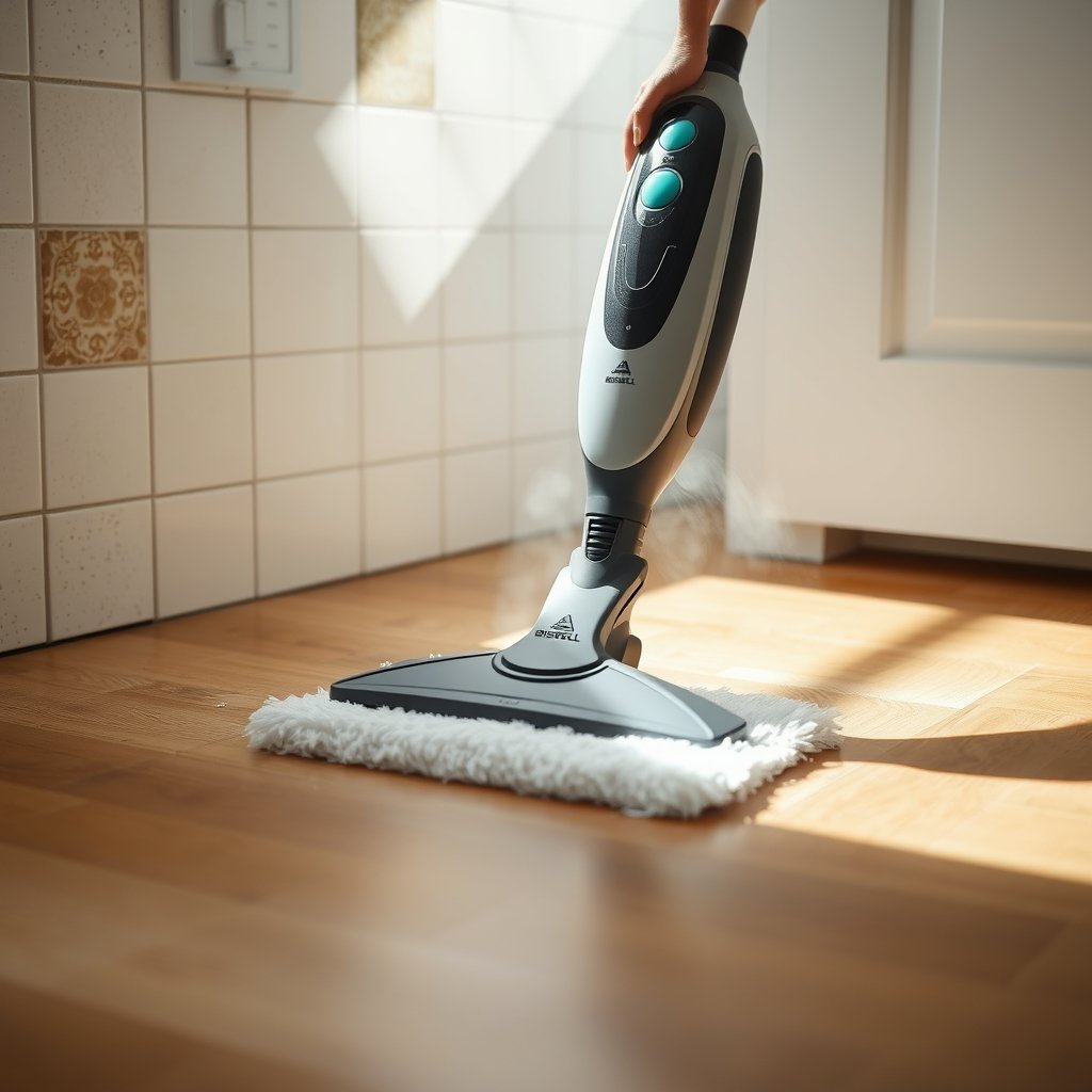 steam mop in action