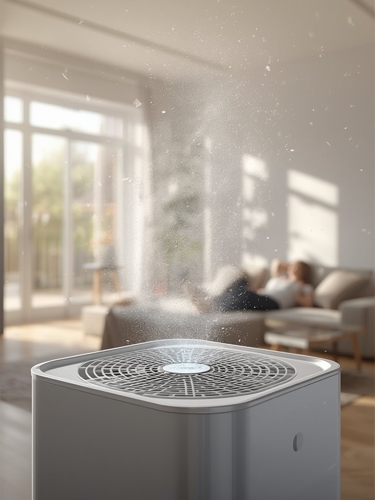 air purifier in action