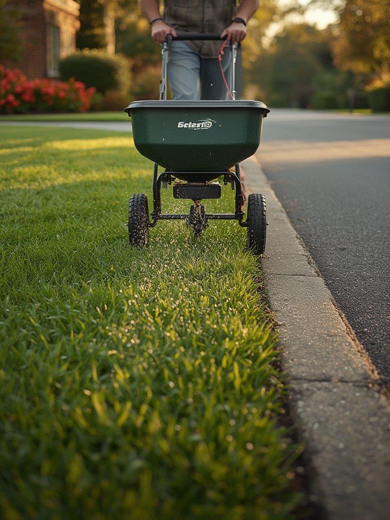 broadcast spreader in action