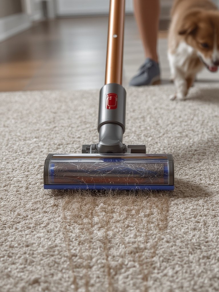 cordless vacuum in action
