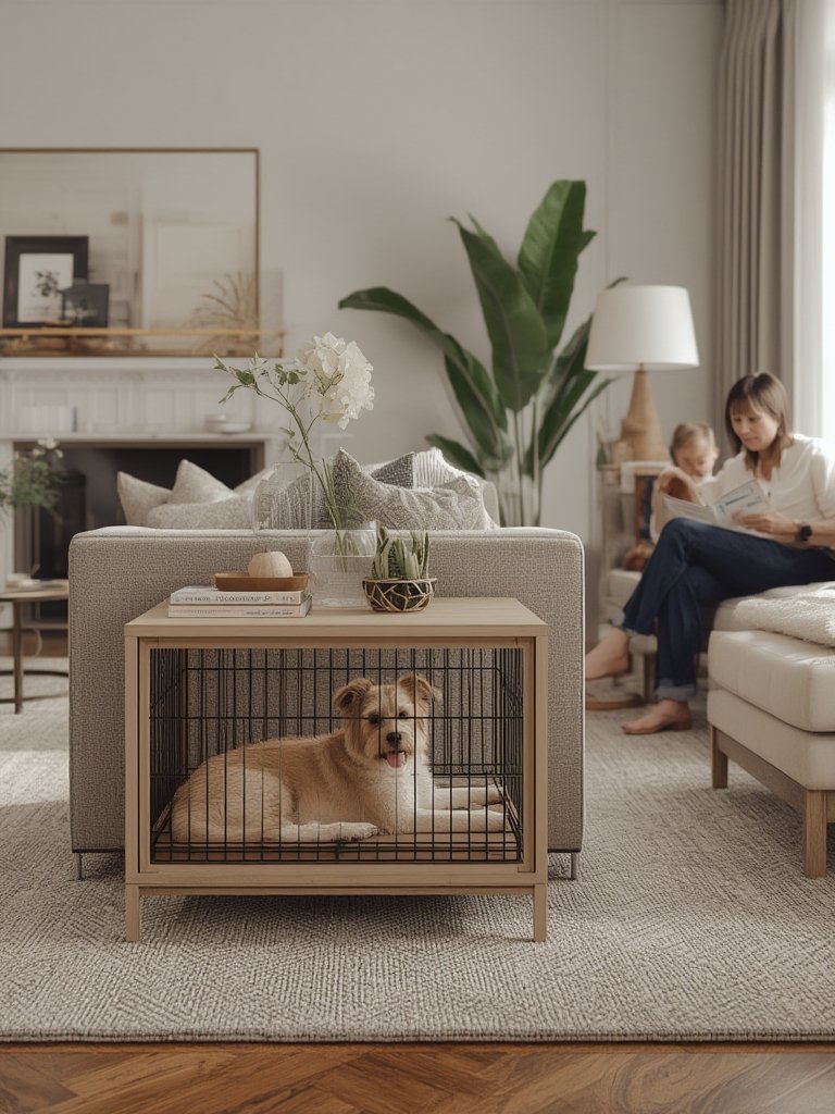 Dog crate end table furniture