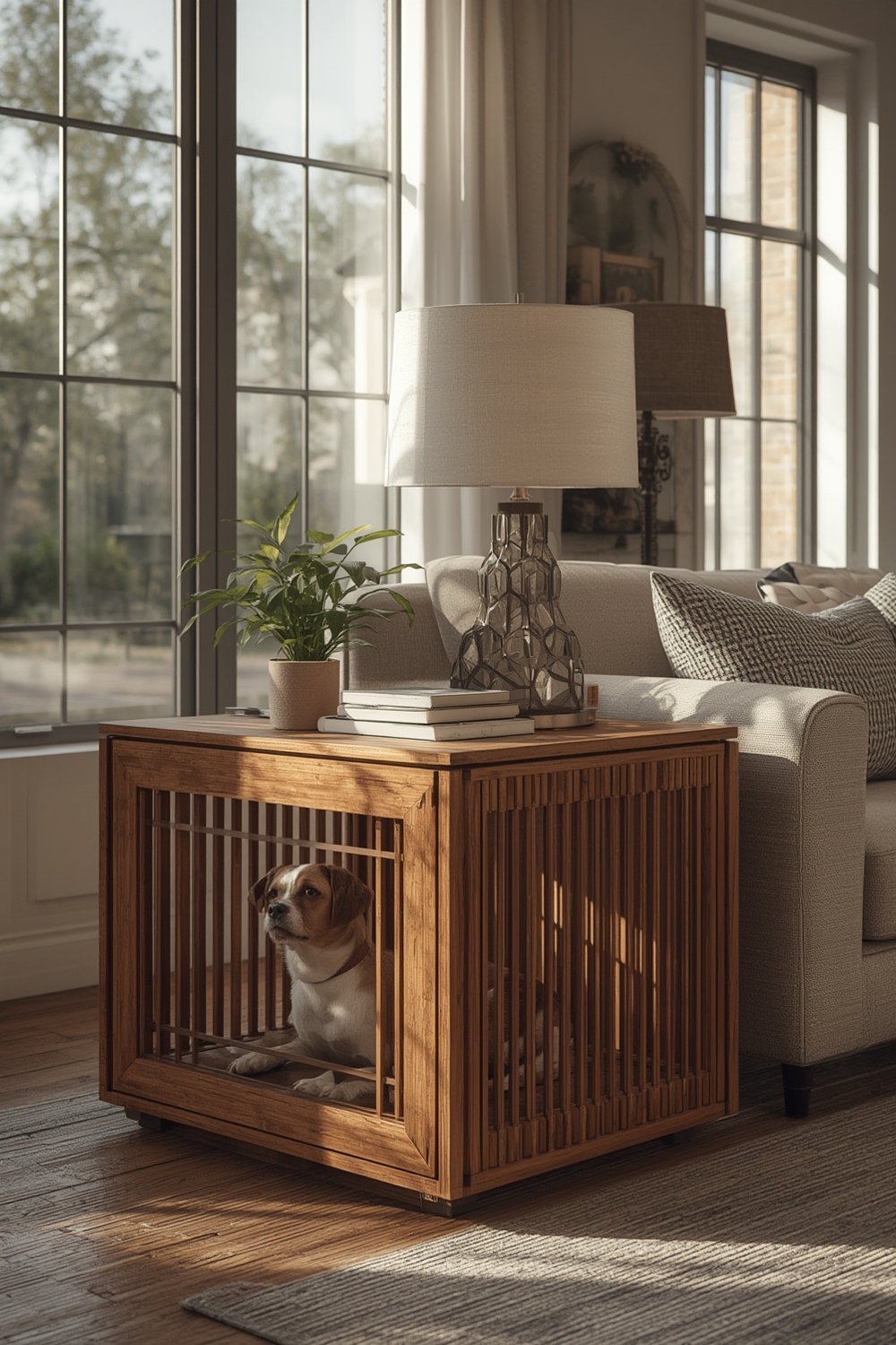 Dog crate end table furniture - Illustration 1