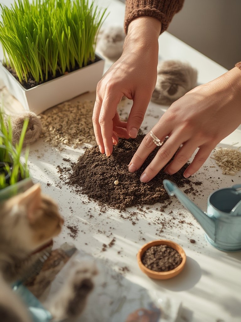 Indoor cat grass planter kit - Illustration 2