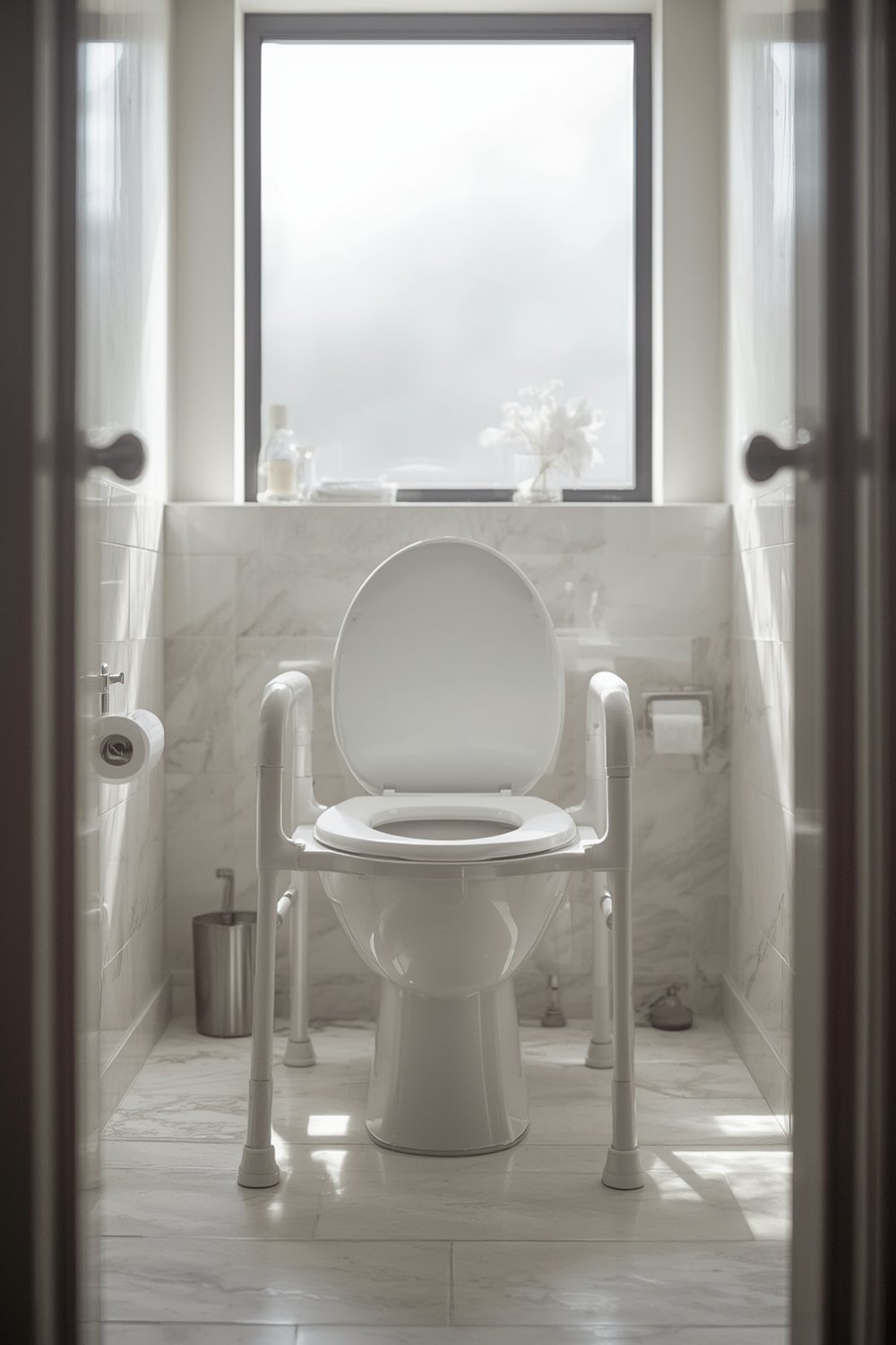 Raised toilet seat with handles - Illustration 1