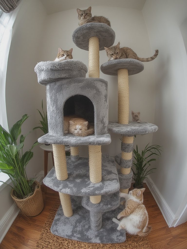 cat tree in action