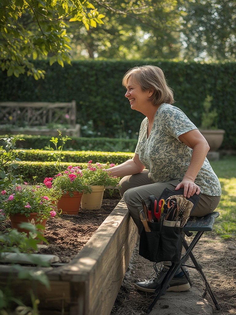 garden kneeler in action